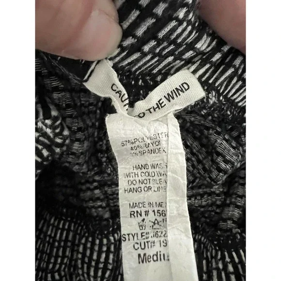 CAUTION TO THE WIND Black/White Checked Paperbag Pants High Rise Women's Size M - Picture 4 of 4